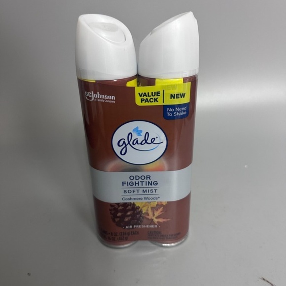 Glade Cashmere Woods Air Freshener Soft Mist Odor Fighting 8oz 2 Pack Value Pack